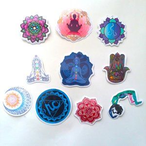 10 Yoga Mandala Stickers Lot Namaste Meditation Chakras Pilates